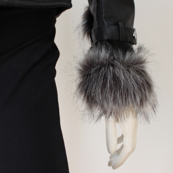 Ladies Contemporary Fit Faux Fur Pleather Jacket - Picture 4 of 5